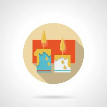 Festive candles flat round vector icon Stock Illustration
