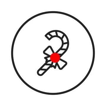 Festive candy cane icon with vibrant red bow evoking seasonal cheer and hol.. Stock Illustration