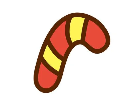 Festive candy cane illustration with red, yellow, and brown colors Stock Illustration