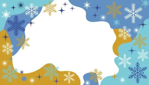 Festive card design with a border of soft blob shapes, snowflakes, and stars  Stock Illustration