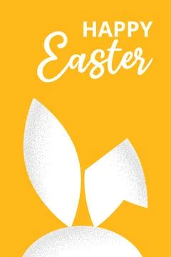 Festive card for Happy Easter with rabbit ears and typography. Illustrazione stock