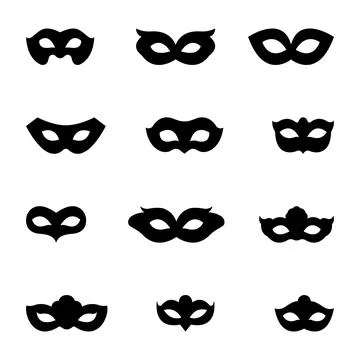 Festive carnival set of masks vector icons isolated on white background Illustrazione stock