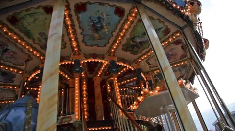 Festive carrousel with sparkling lights Stock Footage 54486091