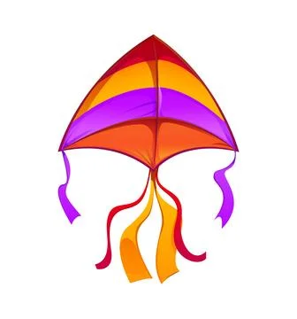 Festive cartoon paper triangular kite with stripes 스톡 일러스트