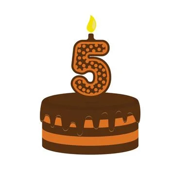 Festive chocolate cake with the number five. Vector illustration Stock Illustration
