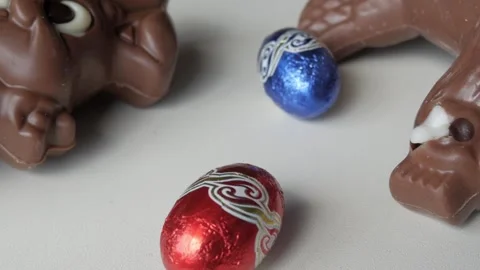 Festive Chocolate Easter Eggs and Sweets for a Joyful Holiday Celebration Stock Footage 331906216