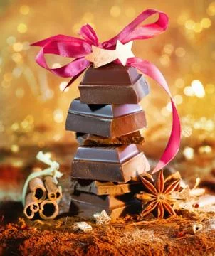 Festive chocolate tower Stock Photos