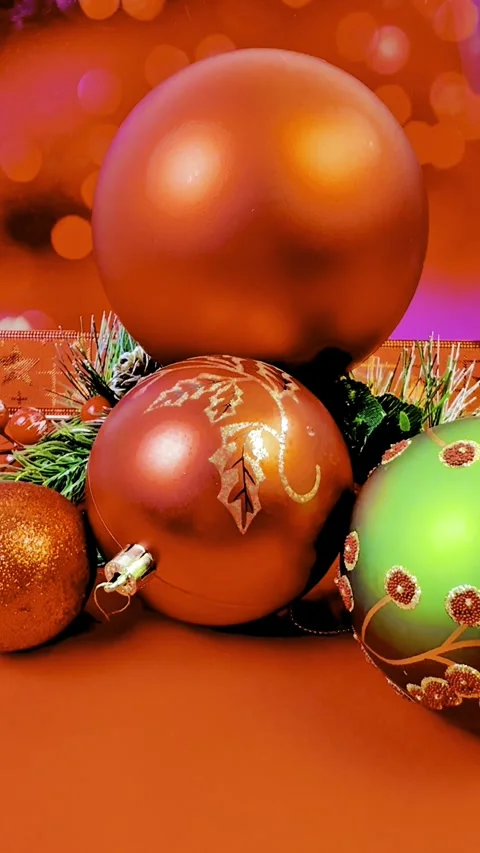 Festive Christmas 4K video featuring a vibrant arrangement of red and green b Stock Footage 334999477