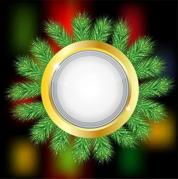 Festive christmas background with the branches of silver fir Stock Illustration