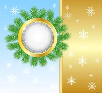 Festive christmas background with the branches of silver fir Stock Illustration