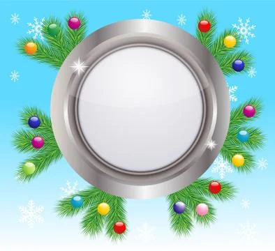 Festive christmas background with the branches of silver fir Stock Illustration