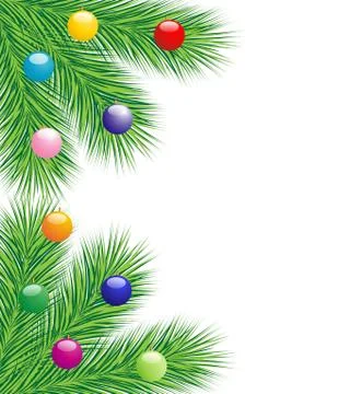 Festive christmas background with the branches of silver fir Stock Illustration