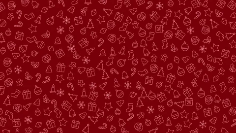 Festive Christmas Background with Small Gift and Decoration Icons Stock Footage 320816845