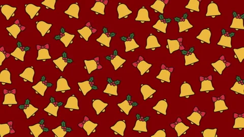 Festive Christmas Bells Pattern with Holly and Red Bows for Holiday Decor Video stock 319323563