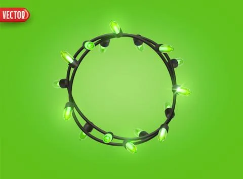 Festive Christmas Blue string lights brightly glowing. Realistic 3d New Yea.. Stock Illustration