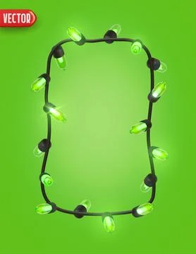 Festive Christmas Blue string lights brightly glowing. Realistic 3d New Yea.. イラスト素材