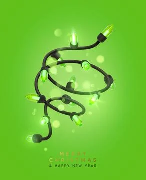 Festive Christmas Blue string lights brightly glowing. Realistic 3d New Year  イラスト素材