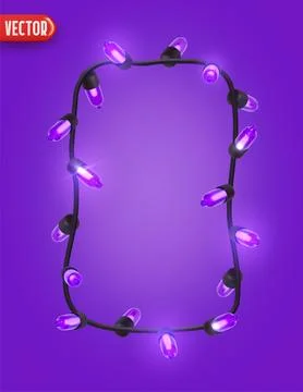 Festive Christmas Blue string lights brightly glowing. Realistic 3d New Yea.. Stock Illustration