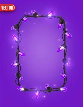 Festive Christmas Blue string lights brightly glowing. Realistic 3d New Yea.. Stock Illustration