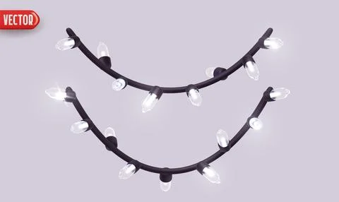 Festive Christmas Blue string lights brightly glowing. Realistic 3d New Year  스톡 일러스트
