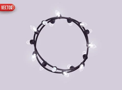 Festive Christmas Blue string lights brightly glowing. Realistic 3d New Yea.. Stock Illustration