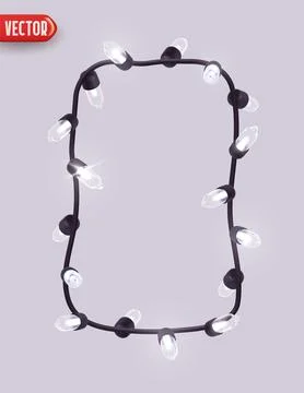 Festive Christmas Blue string lights brightly glowing. Realistic 3d New Yea.. 스톡 일러스트