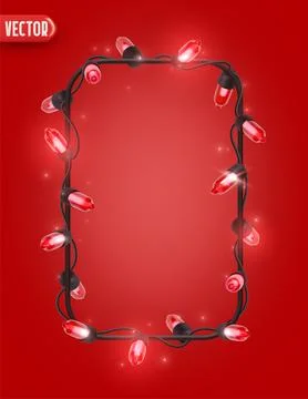 Festive Christmas Blue string lights brightly glowing. Realistic 3d New Year  Illustrazione stock