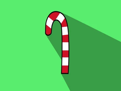 Festive christmas candy cane in and out animation long shadow green Video stock 80253737