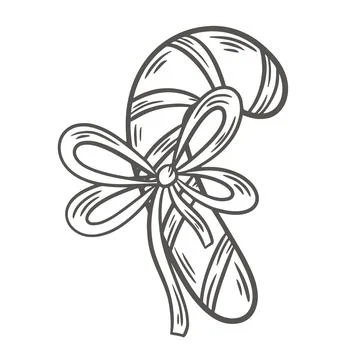 Festive Christmas candy cane doodle sketch style Stock Illustration