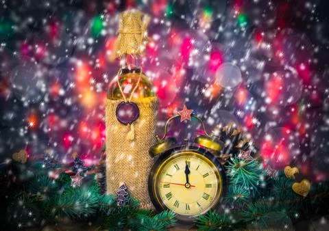 Festive christmas clock time twelfth new year Stock Photos