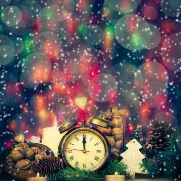 Festive christmas clock time twelfth new year Stock-Fotos
