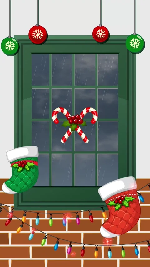 Festive Christmas Decorated Window with Rain Falling Outside Animation Stock Footage 346571565