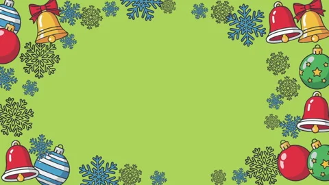 Festive Christmas Decoration Pattern with Baubles Bells Snowflakes on Green.. Stock Footage 319387635