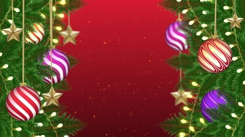 Festive Christmas decorations on a red backdrop Stock Footage 321198938