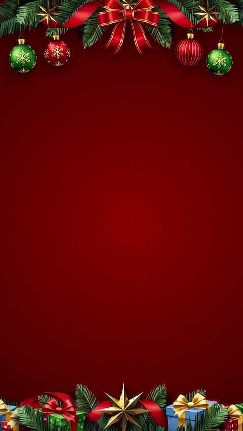 Festive Christmas decorations on red background creating a holiday atmospher Stock Footage 323809635