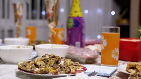 Festive Christmas Dinner Table Stock Footage 293193244