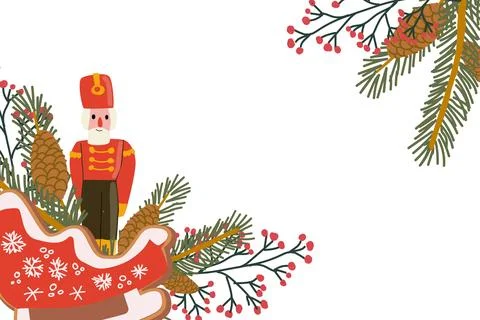 Festive Christmas frame with botanical elements, gingerbread cookies, and Stockillustratie