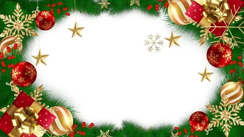 Festive Christmas Frame | Tree Branches, Lights and Snow  Stock Footage 323505331