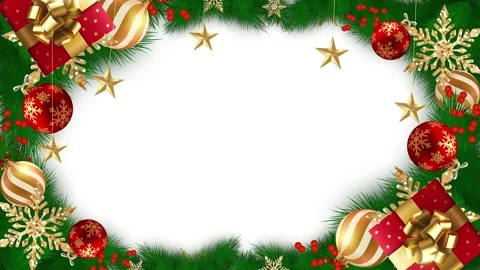 Festive Christmas Frame | Tree Branches, Lights and Snow  Stock Footage 323505351