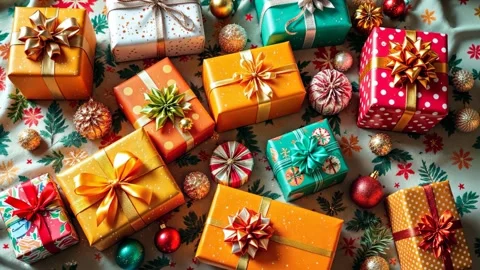 Festive Christmas Gift Collection Stockbeeldmateriaal 339267104