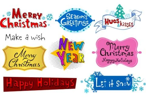 Festive Christmas inscriptions. Stock Illustration