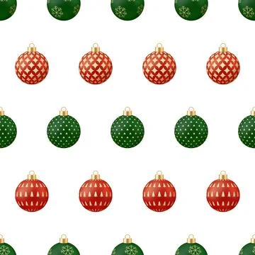 Festive Christmas Ornaments Seamless Pattern featuring Red and Green Bauble.. 스톡 일러스트