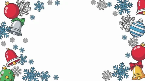 Festive Christmas Pattern with Bells Santa Hats and Snowflakes for Holiday .. Stock Footage 319387563