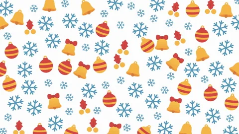 Festive Christmas Pattern with Bells Snowflakes and Ornaments Stock Footage 319388771