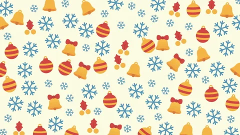 Festive Christmas Pattern with Bells Snowflakes and Holly for Holiday Decor 스톡 동영상 319388964
