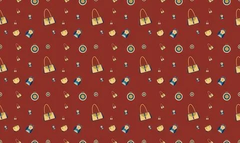 Festive christmas pattern with gift bags, ornaments, and candy Stock Illustration