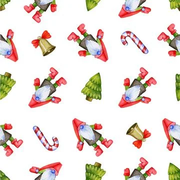 Festive Christmas pattern with gnomes Stock Illustration