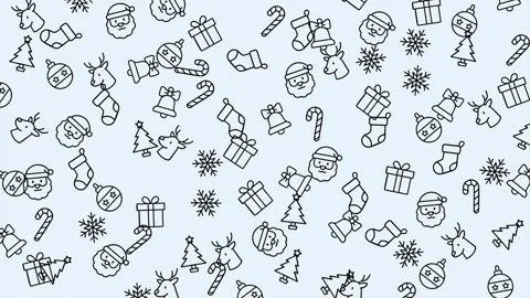 Festive Christmas Pattern with Santa Claus Reindeer Snowflakes and Gifts Stock Footage 319322677
