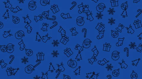 Festive Christmas Pattern with Santa Claus, Snowflakes, Candy Canes and Gif.. Stock Footage 319322686
