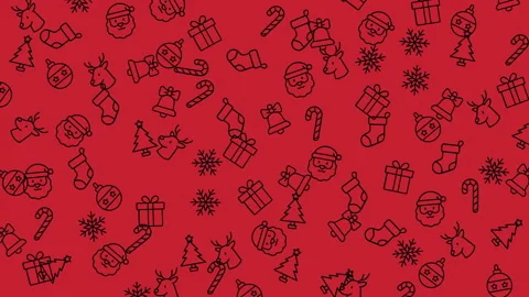 Festive Christmas Pattern with Santa Claus, Gifts, Snowflakes and Holiday Ico Stock Footage 319323008